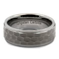 thumbnail image 2 of Tungsten Carbide Unisex Adult 8mm Hammered Stepped Edges Tungsten Carbide Wedding Ring, 2 of 5
