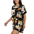 thumbnail image 2 of Bixox Women's Cat Skulls and Flowers Printed Pajama Set 2 Piece Lounge Set Top and Shorts Soft Pajamas, Shorts with Pockets, 2 of 7
