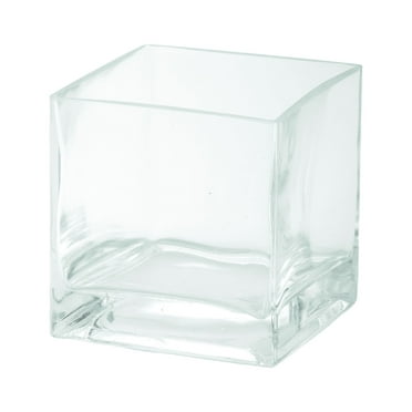 CC Home Furnishings Hand Blown Glass Square Pillar Candle Holder - 5" - Clear