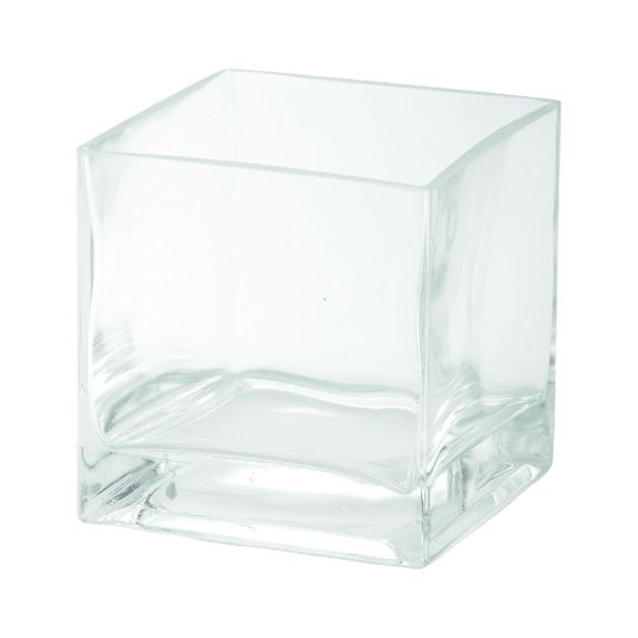 CC Home Furnishings Hand Blown Glass Square Pillar Candle Holder - 5" - Clear