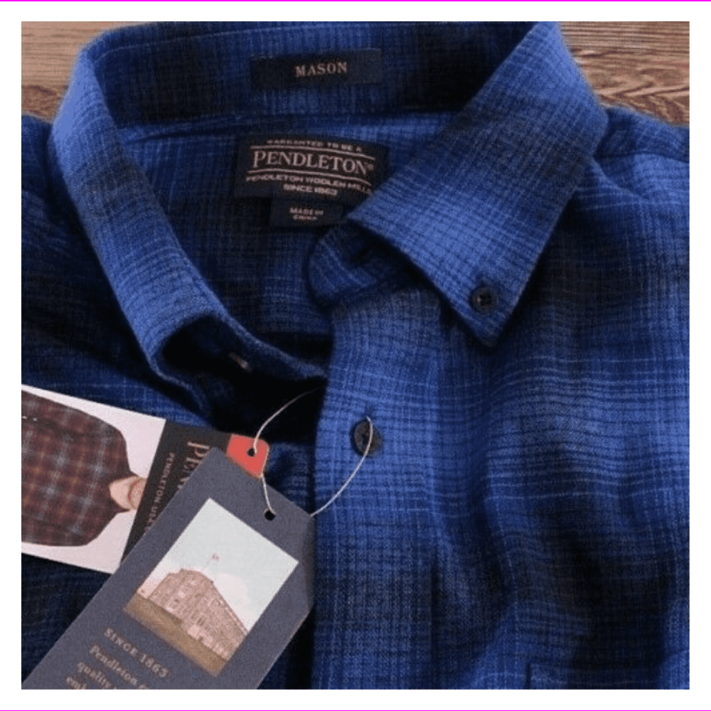 Pendleton Men's Cotton Mason Flannel Shirt Button-up L/Blue Ombre ...
