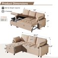 thumbnail image 4 of AECOJOY Teddy Velvet L Shaped Sofa, L Shape Couch, Pull Out Bed with USB and Cup Holder, Storage Sofa Cama, Queen Sofa Bed, Sleeper Sofa Couch for Living Room, Sofa Bed Couch in Beige, 4 of 8
