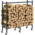 thumbnail image 4 of 2.6ft Indoor Outdoor Wood Rack for Fireplace Log Storage, Firewood Rack On Wheels, Heavy Duty Log Rack, Stackable Mantel, 4 of 5
