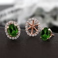thumbnail image 3 of Gem Stone King 2.92 Ct Oval Green Chrome Diopside 18K Rose Gold Plated Silver Earrings, 3 of 3