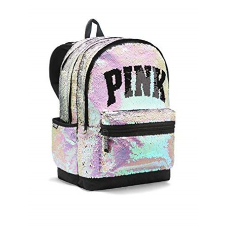 Vs Pink Bling Campus Backpack Silver Gold Full Sequined Zipper