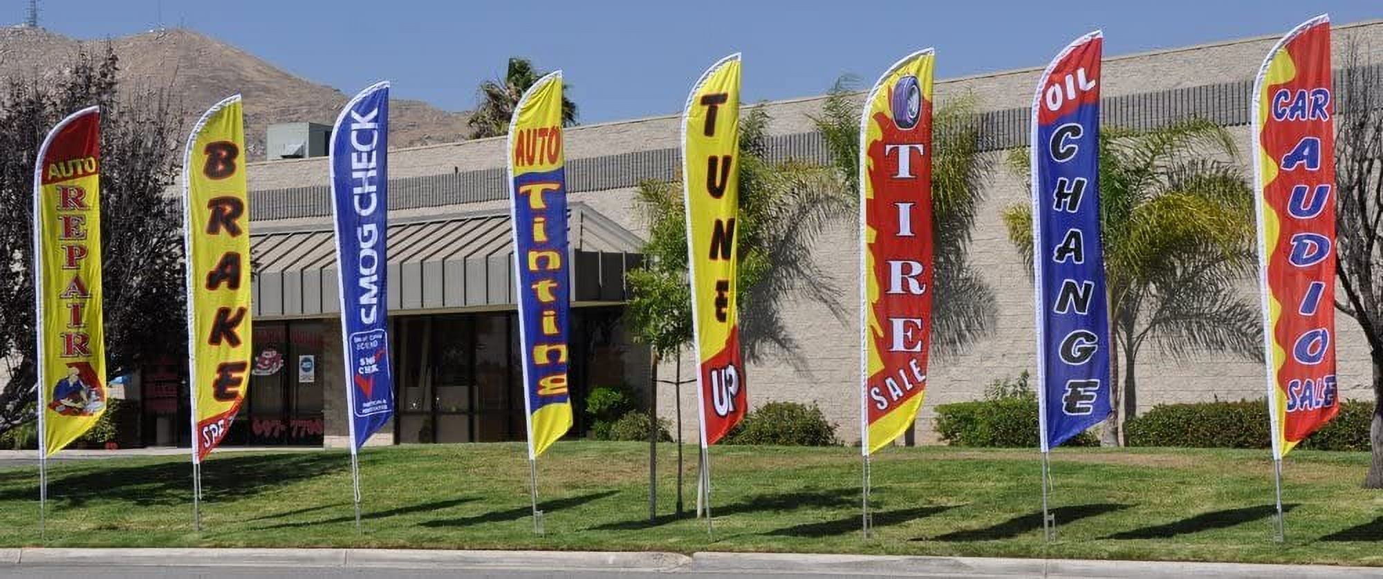 Open Rainbow Advertising Feather Banner Swooper Flag Sign with 15 Foot Flag Pole Kit and Ground Stake