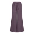 thumbnail image 6 of EDFBUYKRS Female Women Pants Casual Pants for Women High Waisted Jeans Women's Wide Legs Flowing Training Pants Drawstring Lace Temperament Pants Yoga Body Pants Flared Pants S, 6 of 9