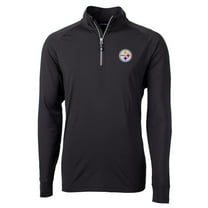 Men's Cutter & Buck Black Pittsburgh Steelers Big & Tall Adapt Eco Knit Quarter-Zip Pullover Jacket