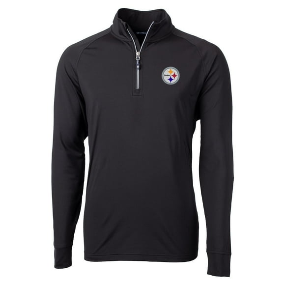 Men's Cutter & Buck Black Pittsburgh Steelers Big & Tall Adapt Eco Knit Quarter-Zip Pullover Jacket