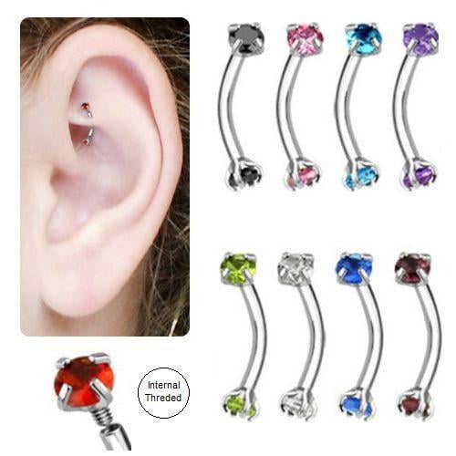 5/16 VCMART 6pcs Stainless Steel Rook Daith Earrings Belly Lip Ring Eyebrow Studs Cartilage Tragus Cubic Zirconia Barbell Body Piercing 8mm 
