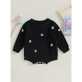 thumbnail image 2 of Bagilaanoe Newborn Baby Girl Knitted Romper Sweater Long Sleeve Bodysuits Flower Embroidery Pullover 3M 6M 9M 12M 24M Infant Warm Jumpers Tops Fall Loose Knitwear, 2 of 8