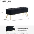 thumbnail image 3 of Velvet Storage Bench with Gold Legs and Nailhead Trim, 46" Wide Upholstered Modern Bedroom Bench for End of Bed, Tufted Ottoman for Entryway Living Room Dining Room, 3 of 9