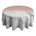 thumbnail image 4 of Pink Glitter White Marble Pattern Round Tablecloth 60"x60",Wrinkle Wipeable Table Cloth for Kitchen Dining Room Picnic Patio Party, 4 of 6