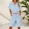 thumbnail image 2 of Summer Clothes for Women Linen Short-Sleeve Button Set, 2 of 7