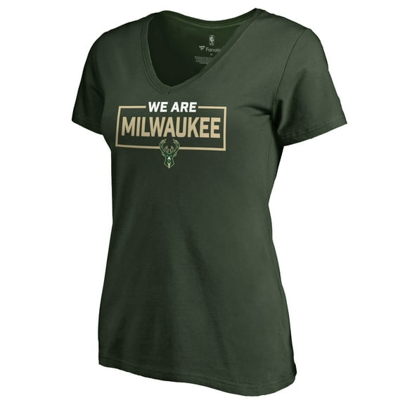 Women's Green Milwaukee Bucks We Are Iconic Collection V-Neck T-Shirt