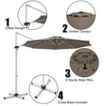 thumbnail image 4 of Gymax Parasol Déporté Suspendu pour Patio 11 Pi, Inclinaison 360° avec Base, Beige, 4 of 7