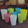thumbnail image 6 of Yongwei Floral Hollow Flower Vase Solid Color Iron Flower Pot Garden Home Decoration - Large Size(Yellow), 6 of 7