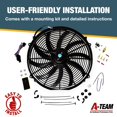 thumbnail image 4 of A-Team Performance - Ventilador de refrigeración de radiador eléctrico de 16 pulgadas con 10 aspas anchas curvadas en S - Kit de termostato 3000 CFM reversible de empuje o tracción con kit de montaje, 4 of 5