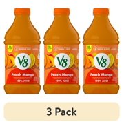 (3 pack) V8 Peach Mango 100% Fruit and Vegetable Juice, 46 fl oz Bottle