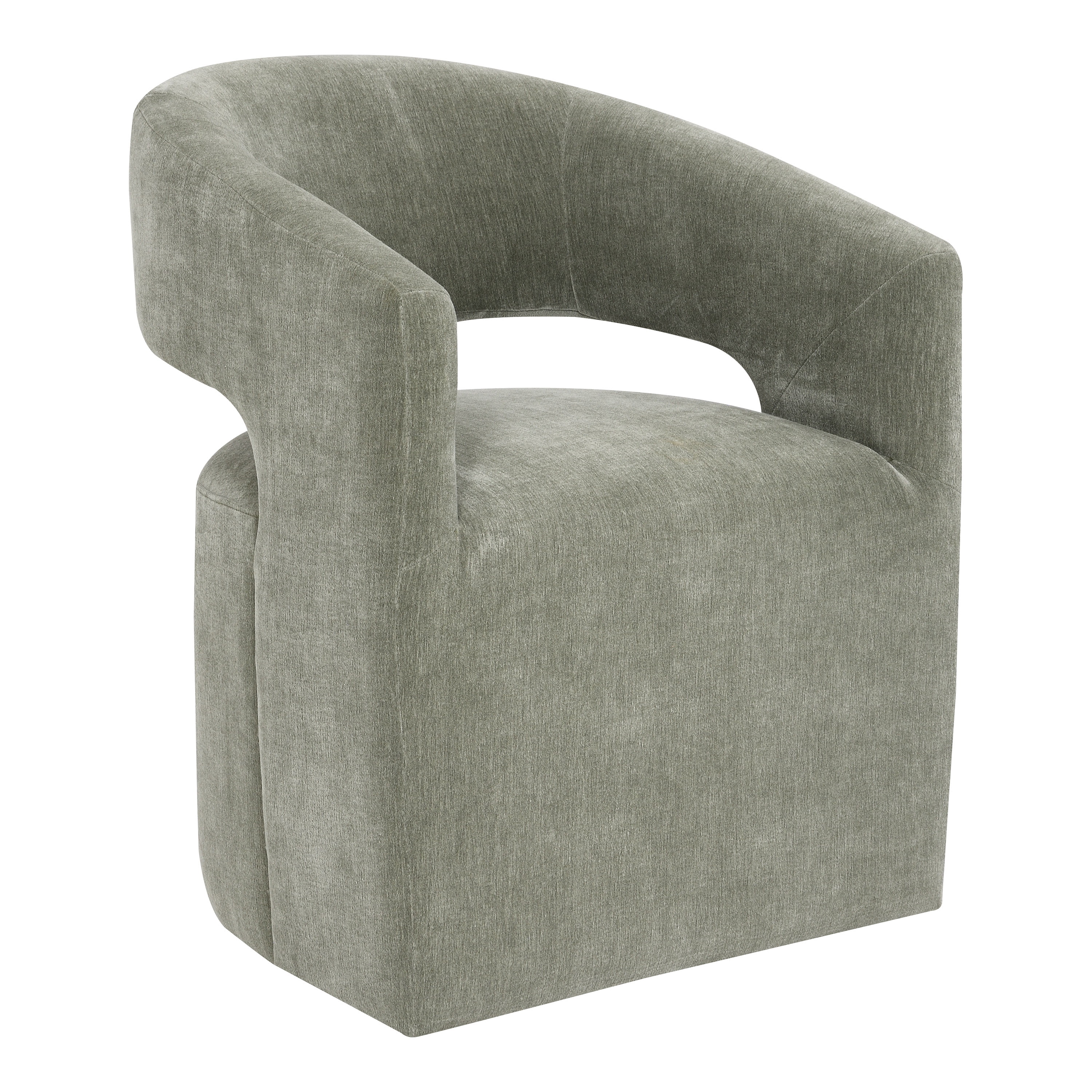 Furniture of America Arize Modern Fabric Barel Back Accent Chair with Casters, Green
