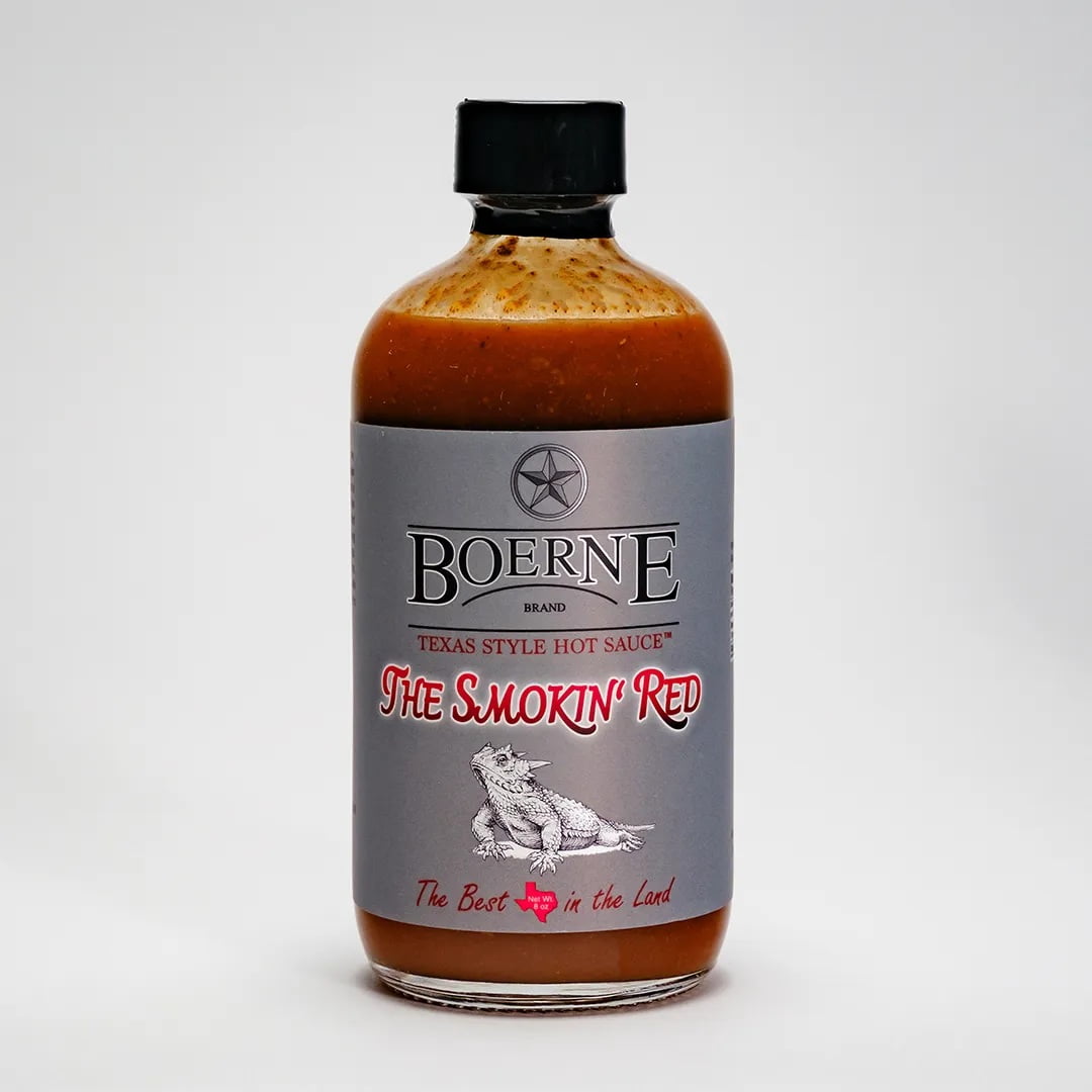 (3 pack) Boerne Brand Smokin Red Texas Style Hot Sauce Glass Bottle, 8oz