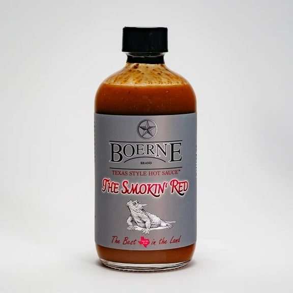 Boerne Brand Smokin Red Texas Style Hot Sauce Glass Bottle, 8oz