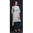 thumbnail image 4 of Bimba Blue Geometric Shibori Printed Tops For Women Asymmetric Kurti Summer Dress For Girls Small, 4 of 6
