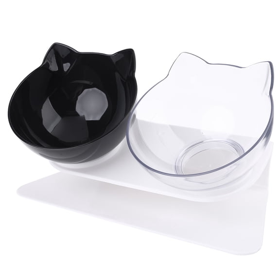 WINDLAND Cat Elevated Bowls Tilted Double Feeding Bowls with Stand for Food and Water