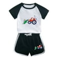 thumbnail image 1 of Odeerbi 1-12 Años Niños Niñas Conjunto de Verano Camión Excavador Con Camiseta de Manga Corta de Algod-Conjunto de Dos Piezas, 1 of 3