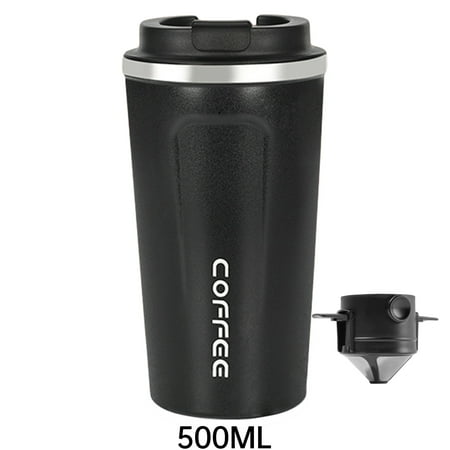 

Xewsqmlo Coffee Mug with Coffee Filter Leak Proof Long-Lasting Insulation Coffee Tumbler Environmentally Travel Cup for Home Office Outdoor Works (500ml Black)