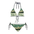 thumbnail image 4 of Suhoaziia Women Bikinis Two Piece Set Green Marble Ladies Swimsuits String Triangle Underwired Swimsuit Coverup Size XL Twist Front Straps Swimwear, 4 of 6