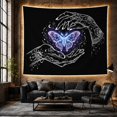 thumbnail image 6 of Glowing Moth Between Ornate Hands on a Black Background, Mystical Fantasy for Space Lovers, Celestial Decor Wall Art, Housewarming Gift Tapestry Wall Hanging for Bedroom and Living Room, 6 of 7