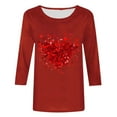 thumbnail image 4 of ZHYou Valentine's Day T-Shirts for Women 3/4 Sleeve Valentine's Day Printed V-Neck Loose Fit Casual Soft Spring Summer Tops,Red,2XL, 4 of 4