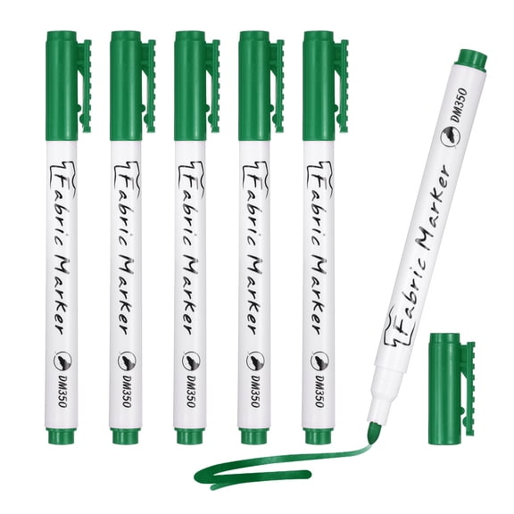 Uxcell Fabric Marker Pen, 6Pcs Permanent Markers on Plastic Wood Stone Metal and Glass Washable DIY Crafts Art Supplies for Clothes Drawing Cover Writing Marking, Green