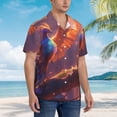 thumbnail image 2 of KLL Men's Hawaiian Shirt Short Sleeve Button Down Beach Shirts-Fantasy Bird Illustration, 2 of 5