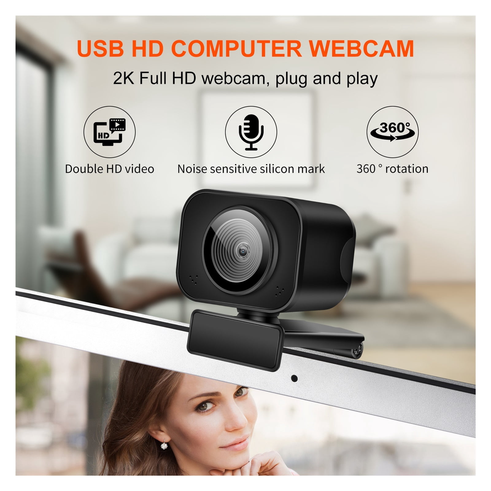 Webcam 2K Full HD USB Mini Web Camera Autofocus With Microphone Web Cam For PC Computer Laptop Streaming Webcamera ,HD Video