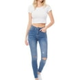 thumbnail image 5 of MixMatchy Women's Lightly Washed and Distressed High Rise Skinny Jeans with Distressed Ankle Hem, 5 of 6