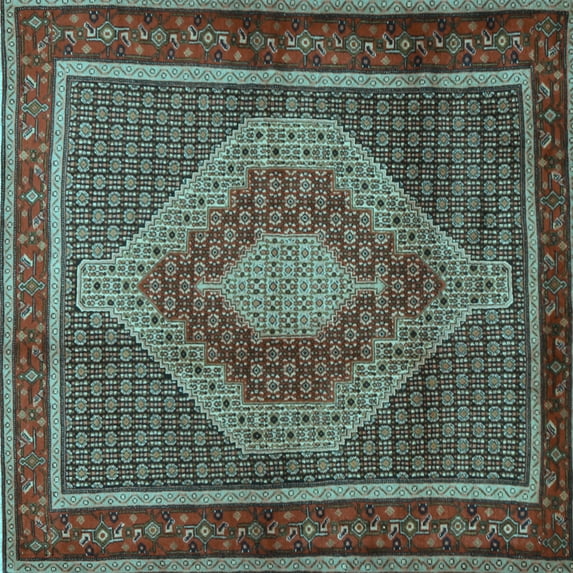 Ahgly Company Indoor Square Persian Light Blue Traditional Area Rugs, 4' Square
