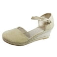 thumbnail image 1 of asddcavvf Summer Womens Resort Style Floral Embroidered Pattern Wedge Slippers, 1 of 9