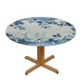 thumbnail image 3 of WYYP Blue Flowers Round Tablecloth Waterproof Resistant Fabric 100% Polyester Fiber Blue Flowers White, 3 of 8