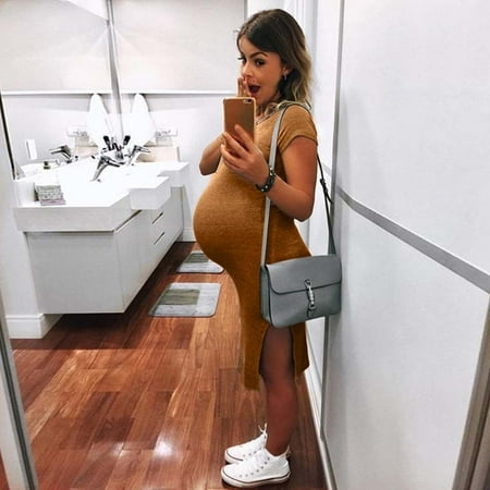 

Fragarn Women Maternity Summer Short Sleeve Casual Sundress Pregnancy Dress Clothes