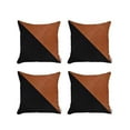 thumbnail image 2 of Set of 4 Black and Faux Leather Lumbar Pillow Covers, 2 of 4