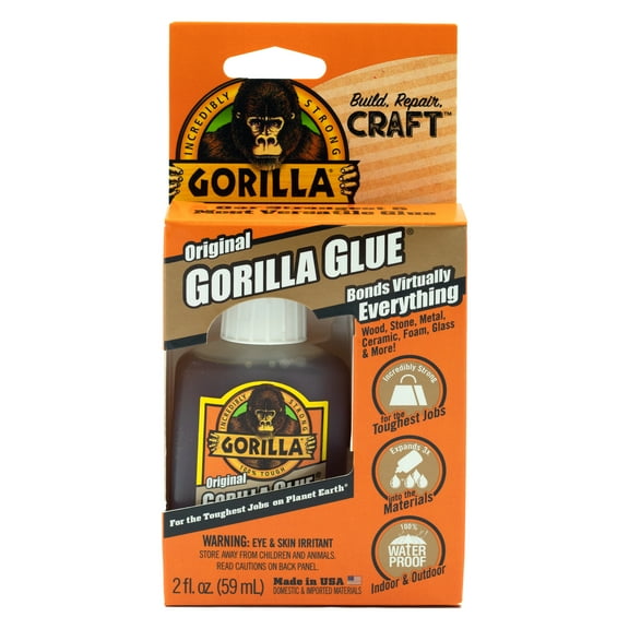 Gorilla Glue Original Brown Polyurethane Glue, 2 Ounce Bottle