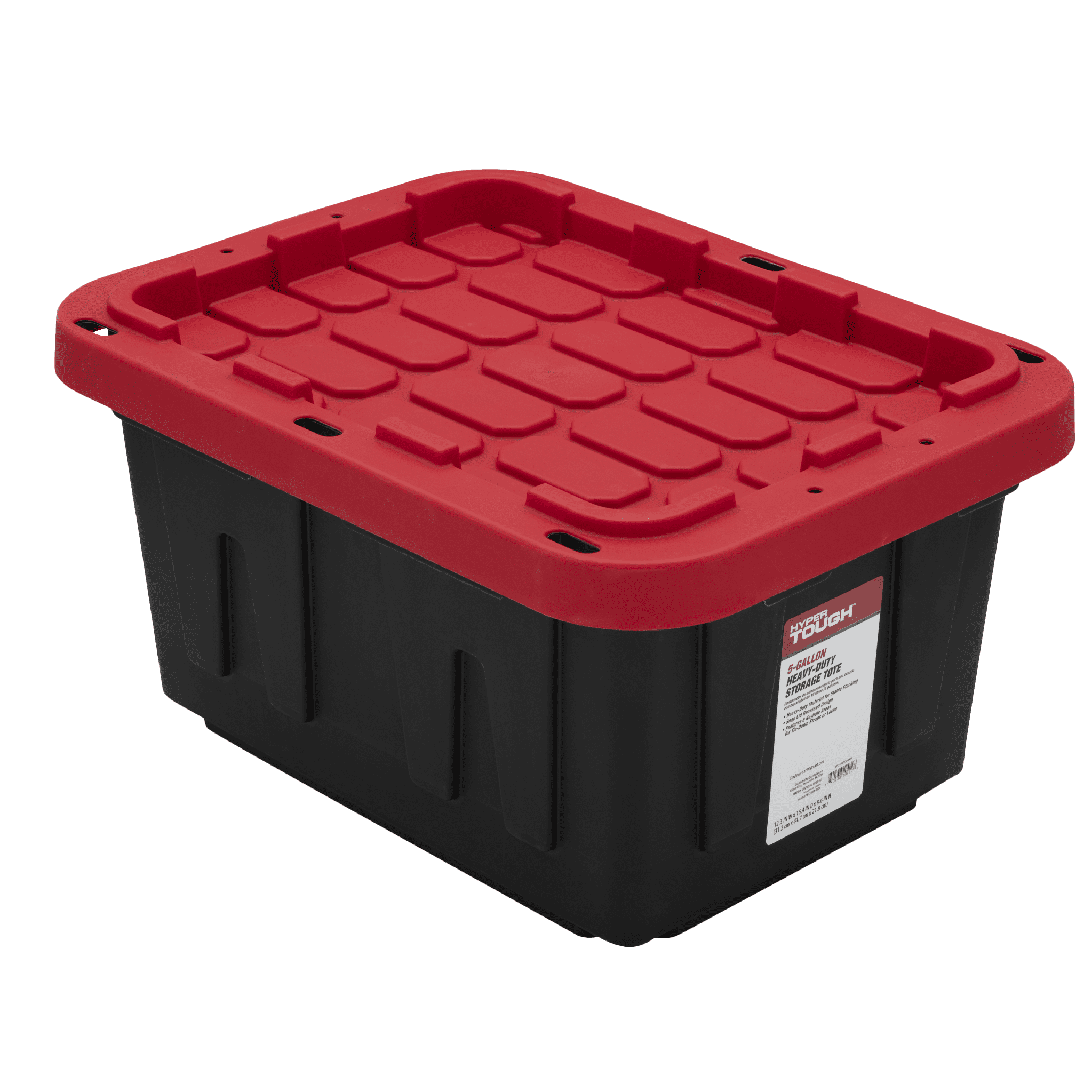 (14 pack) Hyper Tough 5 Gallon Small Storage Bin with Snap Lid, Black and Red, Heavy Duty Plastic Storage Container