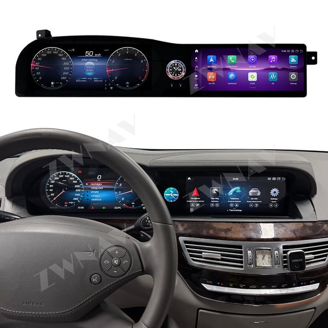 ZWNAV Dual 12.3 inch For Mercedes Benz S Class W221 2006-2013 Car Multimedia Radio Player 3-in-1 Integrated LCD Android Screen GPS Navigation