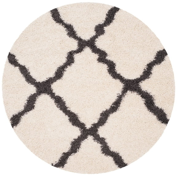 SAFAVIEH Dallas Logan Geometric Shag Area Rug, Ivory/Dark Grey, 10' x 10' Round
