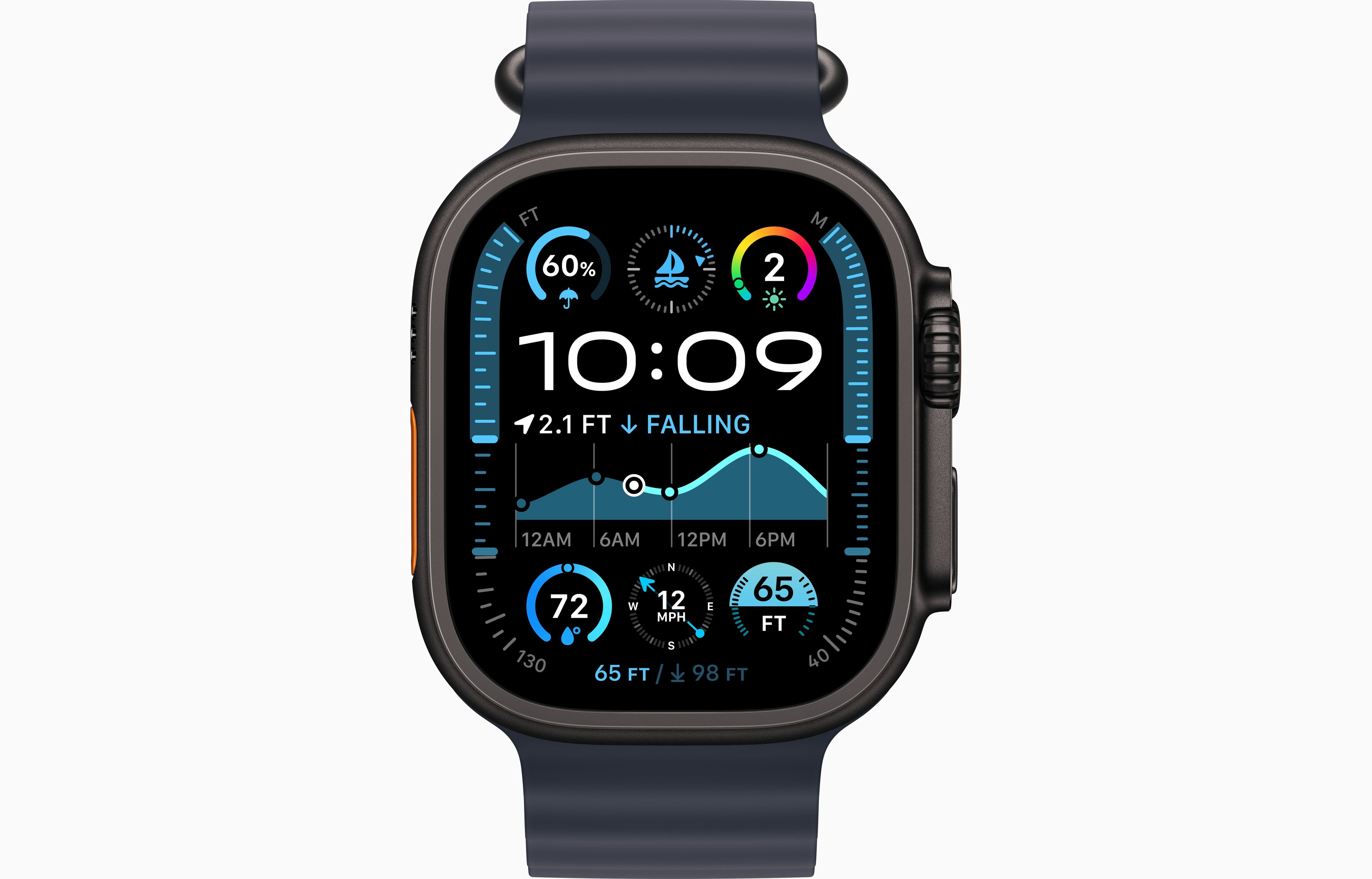 Apple Watch Ultra 2 49mm GPS + Cellular Black Titanium Case with Black Ocean Band, 1 Each