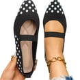 thumbnail image 3 of Polka Dot Mary Jane Flats, Elastic Strap Slip-On Shoes, Women's Polka Dots Mesh Ballet Flats Bowknot Pointed Toe Ballerina Flats Closed Toe Comfortable Casual Work Shoes, Black 5.5, 3 of 8