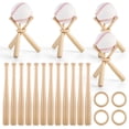 thumbnail image 2 of 4 Packs Mini Wooden Bats Baseball Stands, Includes 12 Baseball Bats & 4 Wooden Rings, Cute Little Softball Bats Baseball Display Holders for Home Run & Game Balls, 2 of 7