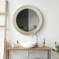 thumbnail image 5 of Rustic Neutral Wood Framed Round Wall Mirror With Inlaid Rope, 5 of 7
